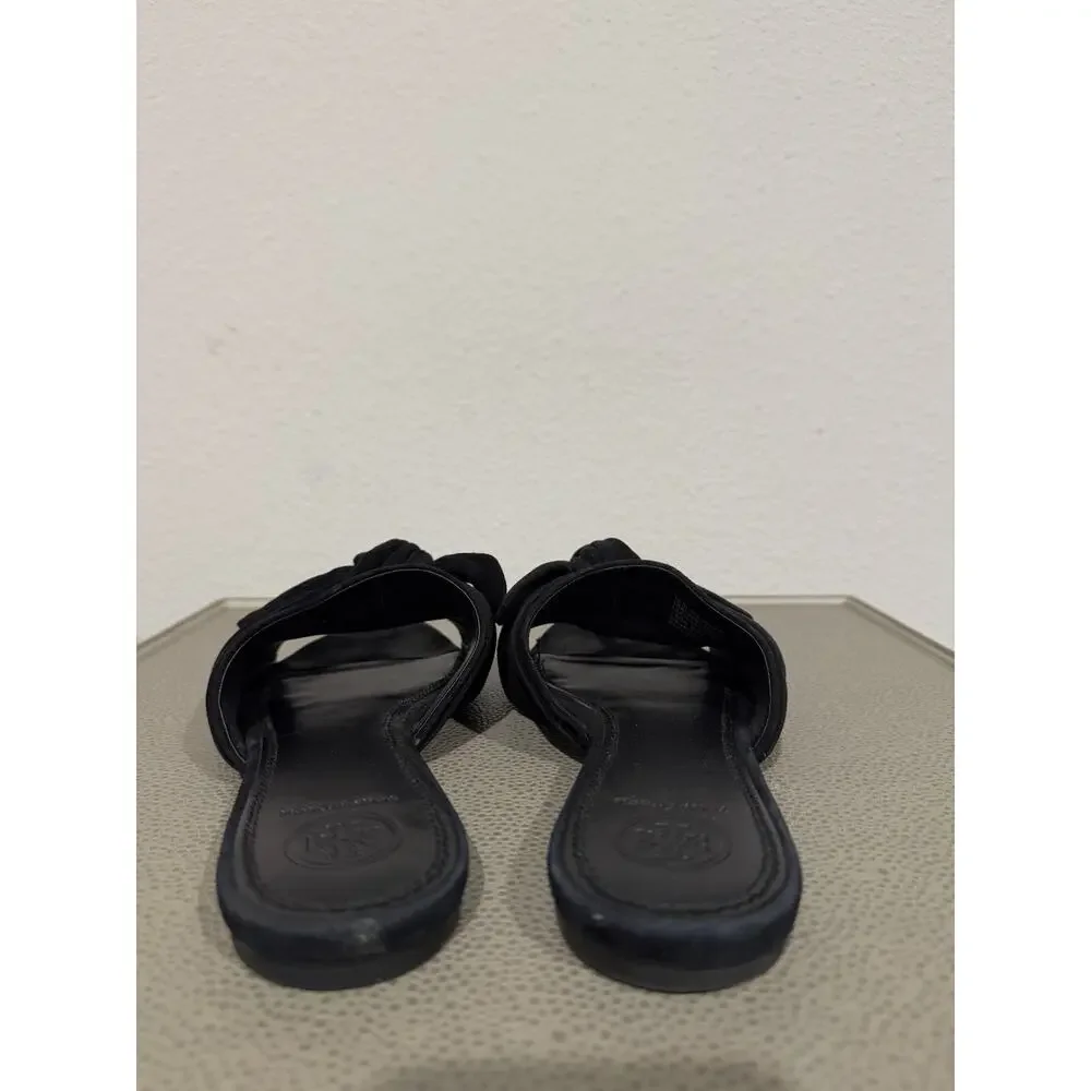 Tory Burch Womens Annabelle Black Bow Slip-On Slide Sandals Size 7.5 M